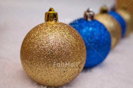 Fair Trade Photo Blue, Christmas, Christmas ball, Closeup, Gold, Horizontal, Indoor, Peru, South America, Studio, White