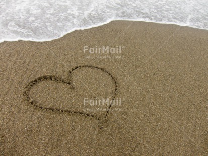 Fair Trade Photo Beach, Closeup, Colour image, Day, Heart, Horizontal, Love, Outdoor, Peru, Sand, Sea, South America, Valentines day, Water