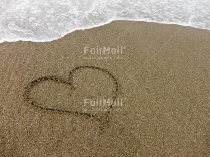 Fair Trade Photo Beach, Closeup, Colour image, Day, Heart, Horizontal, Love, Outdoor, Peru, Sand, Sea, South America, Valentines day, Water