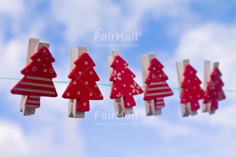 Fair Trade Photo Blue, Christmas, Clouds, Horizontal, Peru, Red, Sky, South America, Tree, Washingline, White