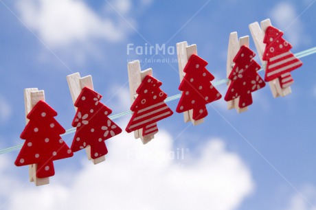 Fair Trade Photo Blue, Christmas, Clouds, Horizontal, Peru, Red, Sky, South America, Tree, Washingline, White