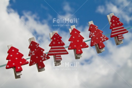 Fair Trade Photo Blue, Christmas, Clouds, Horizontal, Peru, Red, Sky, South America, Tree, Washingline, White