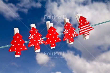 Fair Trade Photo Blue, Christmas, Clouds, Horizontal, Peru, Red, Sky, South America, Tree, Washingline, White