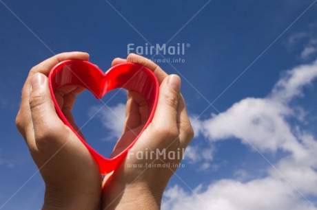 Fair Trade Photo Blue, Closeup, Hand, Heart, Horizontal, Love, Peru, Red, Sky, South, South America, Summer, Valentines day