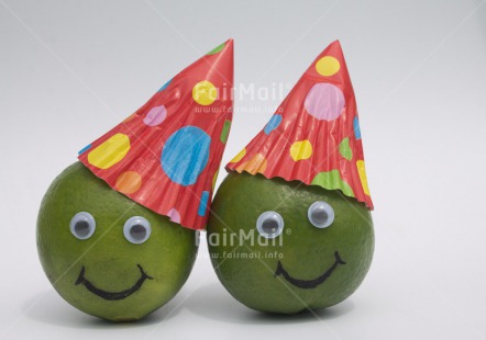 Fair Trade Photo Birthday, Closeup, Colour image, Food and alimentation, Friendship, Fruits, Funny, Green, Horizontal, Invitation, Lemon, Love, Party, Peru, Red, Smile, South America, Studio, Together