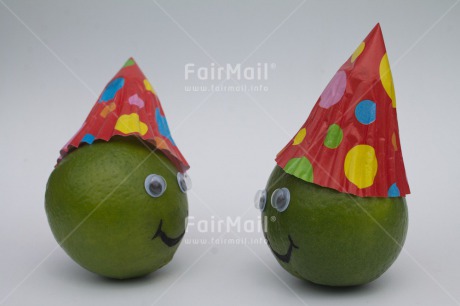 Fair Trade Photo Birthday, Closeup, Colour image, Food and alimentation, Friendship, Fruits, Funny, Green, Horizontal, Invitation, Lemon, Love, Party, Peru, Red, Smile, South America, Studio, Together