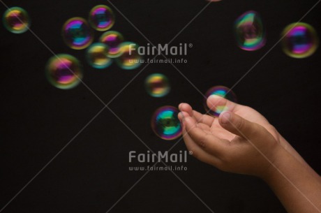 Fair Trade Photo Activity, Christmas, Closeup, Dreaming, Hand, Hope, Horizontal, Peru, Playing, Soapbubble, South America, Studio, Transparent, Water