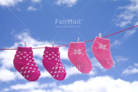 Fair Trade Photo Birth, Clouds, Colour image, Horizontal, New baby, Peru, Sky, Sock, South America, Summer, Washingline