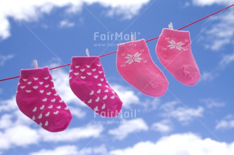 Fair Trade Photo Birth, Clouds, Colour image, Horizontal, New baby, Peru, Sky, Sock, South America, Summer, Washingline