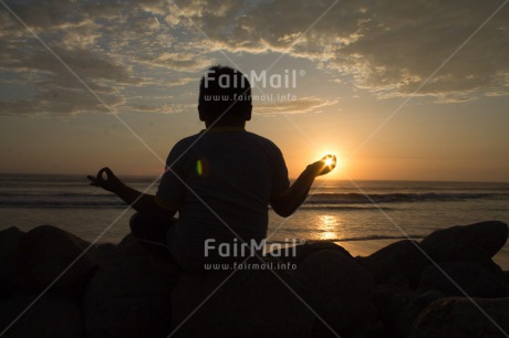 Fair Trade Photo Colour image, Horizontal, Light, Meditation, Outdoor, People, Peru, Silhouette, South America, Spirituality, Sunset, Wellness, Yoga