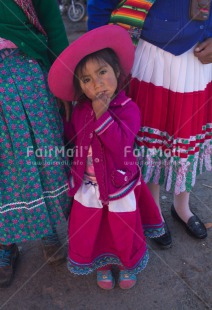 Fair Trade Photo Activity, Clothing, Colour image, Ethnic-folklore, Latin, Looking at camera, One girl, People, Peru, Pink, Portrait fullbody, South America, Traditional clothing, Vertical