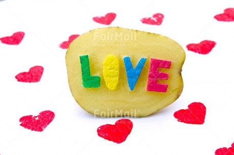 Fair Trade Photo Closeup, Colour image, Food and alimentation, Horizontal, Letter, Love, Marriage, Peru, Potatoe, Shooting style, South America, Studio, Valentines day, Wedding