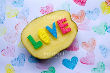 Fair Trade Photo Closeup, Colour image, Food and alimentation, Horizontal, Letter, Love, Marriage, Peru, Potatoe, Shooting style, South America, Studio, Valentines day, Wedding