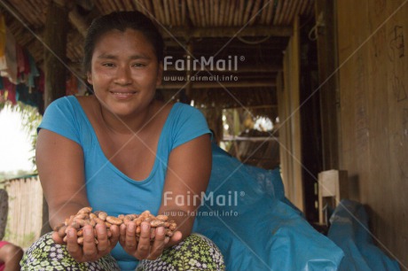 Fair Trade Photo Activity, Agriculture, Cacao, Chocolate, Colour image, Fair trade, Farmer, Food and alimentation, Harvest, Horizontal, Looking at camera, People, Peru, Portrait halfbody, Smiling, South America