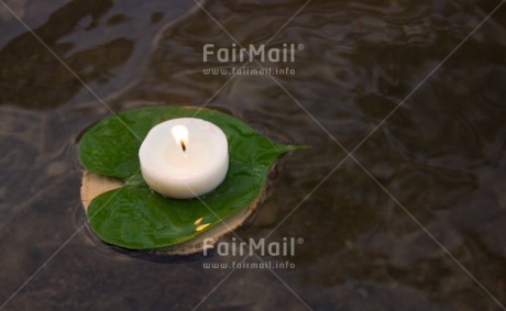 Fair Trade Photo Candle, Colour image, Condolence-Sympathy, Flame, Horizontal, Leaf, Peru, South America, Thinking of you, Water