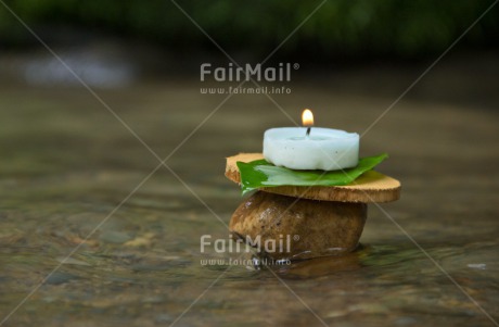 Fair Trade Photo Candle, Colour image, Condolence-Sympathy, Flame, Horizontal, Leaf, Peru, South America, Thinking of you, Water