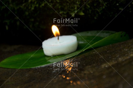 Fair Trade Photo Candle, Colour image, Condolence-Sympathy, Flame, Horizontal, Leaf, Peru, South America, Thinking of you, Water