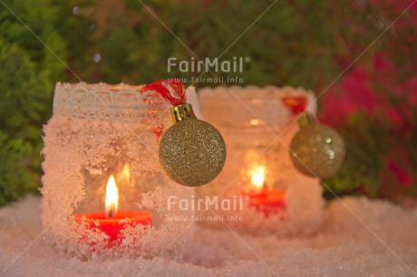 Fair Trade Photo Candle, Christmas, Christmas ball, Colour image, Horizontal, Peru, Snow, South America