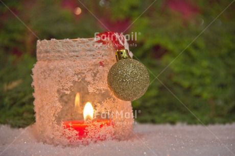 Fair Trade Photo Candle, Christmas, Christmas ball, Colour image, Horizontal, Peru, Snow, South America