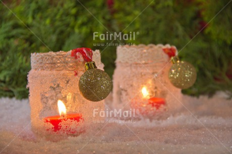 Fair Trade Photo Candle, Christmas, Christmas ball, Colour image, Horizontal, Peru, Snow, South America