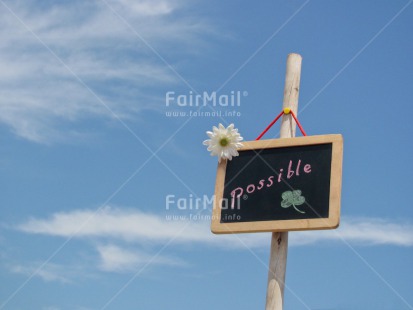 Fair Trade Photo Blackboard, Blue, Clouds, Clover, Colour image, Exams, Flower, Good luck, Horizontal, Peru, School, Sky, South America, Success, Text, White