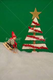 Fair Trade Photo Christmas, Colour image, Peru, Seasons, Sleigh, Sleighing, Snow, South America, Star, Tree, Vertical, Winter