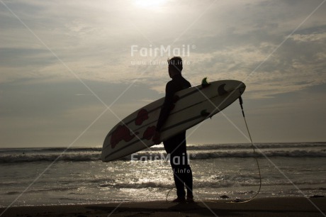 Fair Trade Photo Beach, Colour image, Horizontal, Peru, Sea, Shooting style, Silhouette, South America, Sport, Surf, Surfboard, Surfer