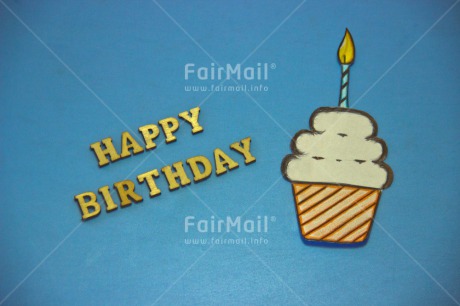 Fair Trade Photo Birthday, Blue, Cake, Candle, Colour image, Cupcake, Horizontal, Peru, South America, Text