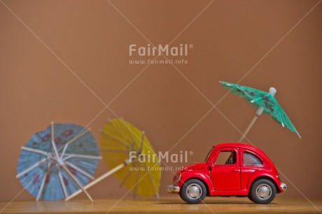 Fair Trade Photo Car, Colour image, Holiday, Horizontal, Indoor, Peru, Red, Seasons, South America, Summer, Transport, Umbrella