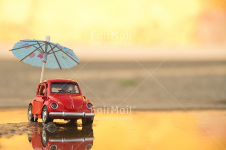 Fair Trade Photo Car, Colour image, Holiday, Horizontal, Outdoor, Peru, Rain, Red, Seasons, South America, Summer, Transport, Umbrella, Water