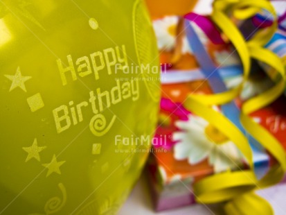 Fair Trade Photo Balloon, Birthday, Closeup, Colour image, Congratulations, Decoration, Gift, Horizontal, Letter, Peru, South America, Studio, Yellow