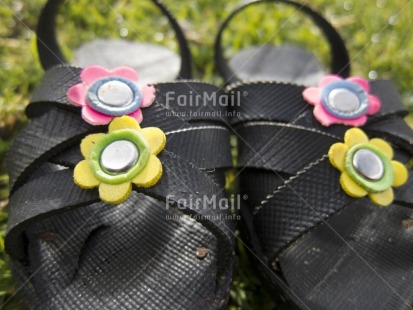 Fair Trade Photo Closeup, Colour image, Ethnic-folklore, Flower, Horizontal, Multi-coloured, Outdoor, Peru, Shoe, South America