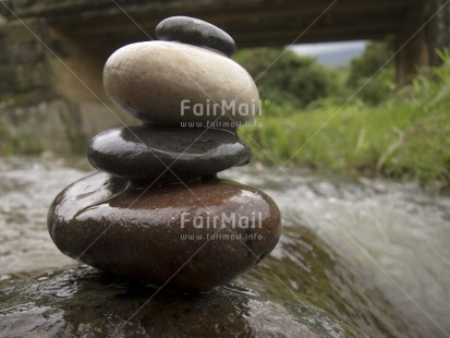 Fair Trade Photo Balance, Colour image, Focus on foreground, Horizontal, Nature, Outdoor, Peru, River, South America, Spirituality, Stone, Tabletop, Water, Wellness