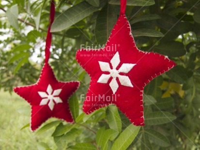 Fair Trade Photo Christmas, Colour image, Focus on foreground, Green, Horizontal, Outdoor, Peru, Red, South America, Star, Tabletop
