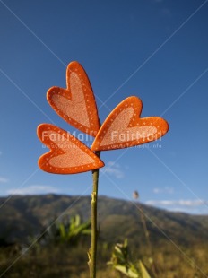 Fair Trade Photo Blue, Colour image, Day, Heart, Love, Outdoor, Peru, Red, Sky, South America, Valentines day, Vertical