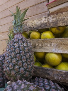 Fair Trade Photo Colour image, Day, Food and alimentation, Fruits, Get well soon, Market, Orange, Outdoor, Peru, Pineapple, South America, Vertical