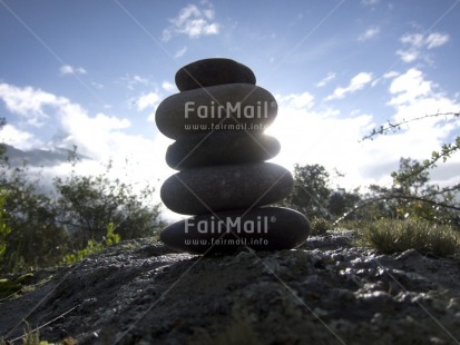 Fair Trade Photo Backlit, Balance, Colour image, Focus on foreground, Horizontal, Nature, Outdoor, Peru, South America, Spirituality, Stone, Sun, Tabletop, Wellness