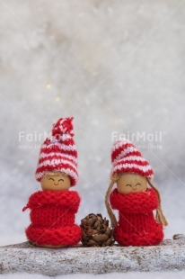 Fair Trade Photo Christmas, Christmas decoration, Colour, Doll, Object, Pine cone, Red, Snow, White