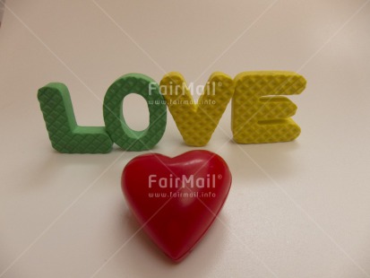 Fair Trade Photo Closeup, Colour image, Green, Heart, Horizontal, Letter, Love, Peru, Red, South America, Studio, Tabletop, Valentines day, Yellow