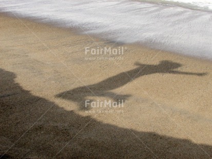 Fair Trade Photo Activity, Beach, Colour image, Emotions, Happiness, Horizontal, Jumping, Peru, Sand, Sea, Shadow, South America, Summer