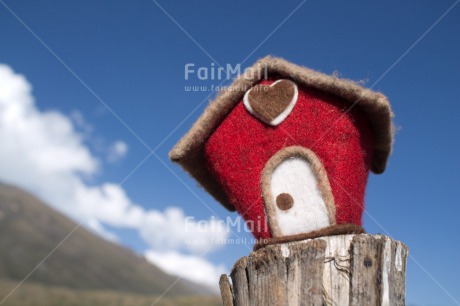 Fair Trade Photo Colour image, Heart, Horizontal, House, Love, New home, Peru, Red, Sky, South America, Summer