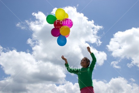 Fair Trade Photo Balloon, Birthday, Clouds, Colour image, Emotions, Exams, Good luck, Happiness, Horizontal, Invitation, One girl, Party, People, Peru, Sky, South America, Summer, Well done