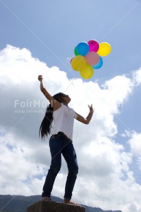 Fair Trade Photo Balloon, Birthday, Clouds, Colour image, Emotions, Exams, Good luck, Happiness, Invitation, One girl, Party, People, Peru, Sky, South America, Summer, Vertical, Well done