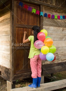 Fair Trade Photo Balloon, Birthday, Colour image, Horizontal, House, Invitation, One girl, Party, People, Peru, South America