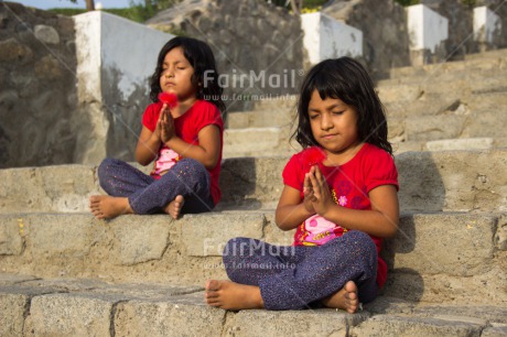 Fair Trade Photo Activity, Colour image, Health, Horizontal, Latin, Meditating, Outdoor, Peace, People, Peru, South America, Two girls, Wellness, Yoga