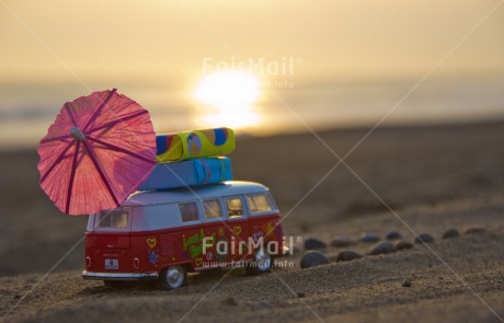 Fair Trade Photo Beach, Bus, Colour image, Good trip, Holiday, Horizontal, Relax, Surfboard, Transport, Travel, Umbrella
