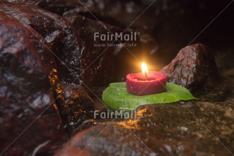 Fair Trade Photo Candle, Colour image, Condolence-Sympathy, Horizontal, Leaf, Peru, South America, Water