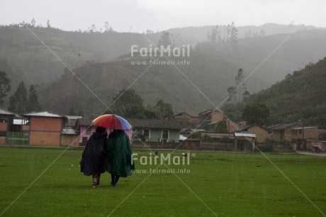 Fair Trade Photo Activity, Colour image, Friendship, Horizontal, Peru, Rain, Rural, Scenic, South America, Together, Umbrella, Walking