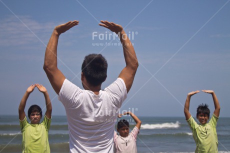 Fair Trade Photo Activity, Beach, Colour image, Day, Group of children, Horizontal, Outdoor, People, Peru, Sea, South America, Sport, Surf, Teacher, Teaching