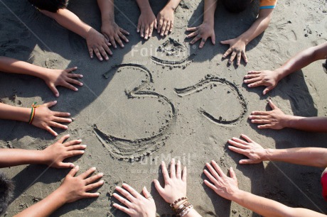 Fair Trade Photo Beach, Colour image, Group of children, Hand, Horizontal, Ohm, People, Peru, Sand, South America, Spirituality, Wellness, Yoga